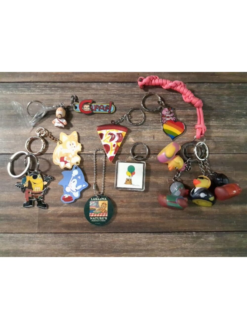 Animation Art Keychain Lot Various Garfield Ducks Sonic Other Bag Tag
